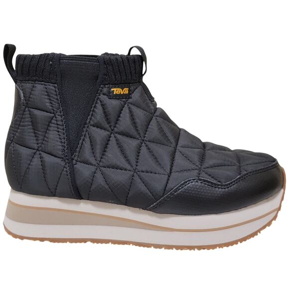 Teva Women Slip On Ankle Booties ReEmber Mid Platform Size US 6 Black Woven - Picture 3 of 6